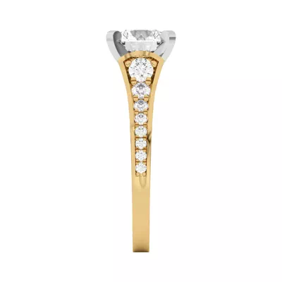 Bria Graduated Wide Cathedral Two-Tone Engagement Ring