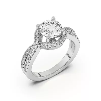 Desiree Crossover Floating Halo Engagement Ring