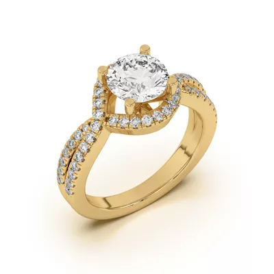 Desiree Crossover Floating Halo Engagement Ring