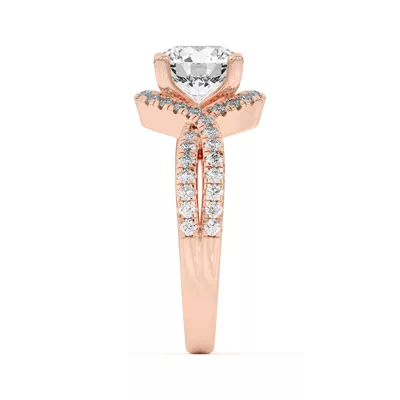 Desiree Crossover Floating Halo Engagement Ring