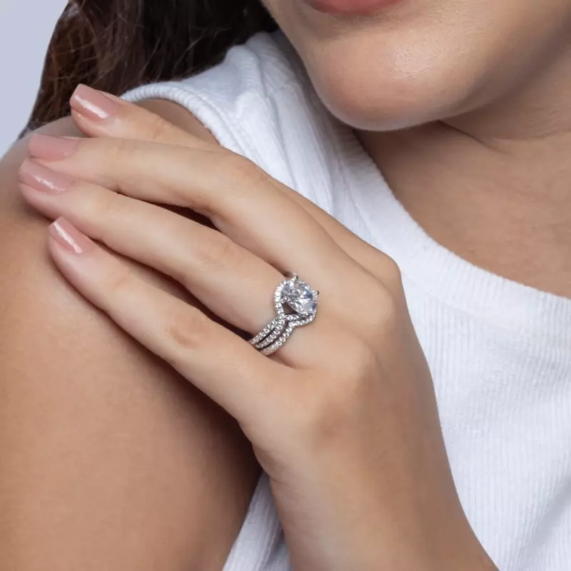Platinum Desiree Crossover Floating Halo Engagement Ring