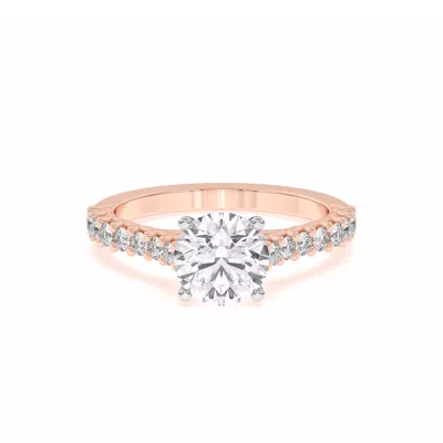 Wave Prong Pave Two-Tone Engagement Ring
