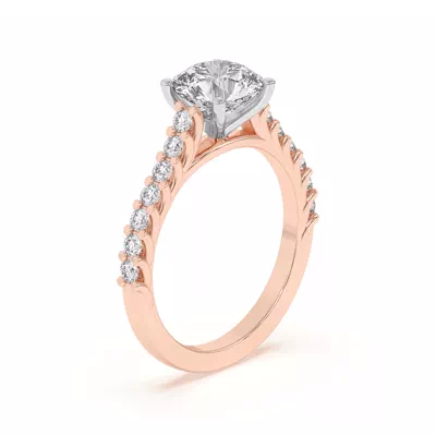 Wave Prong Pave Two-Tone Engagement Ring