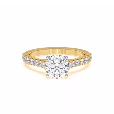 Wave Prong Pave Two-Tone Engagement Ring