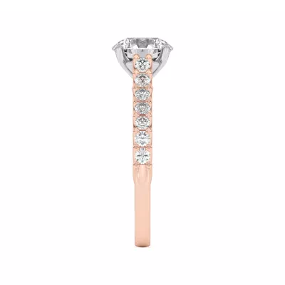 Wave Prong Pave Two-Tone Engagement Ring