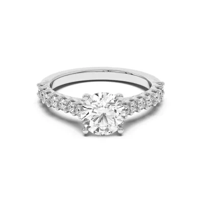 Wave Prong Pavé Engagement Ring
