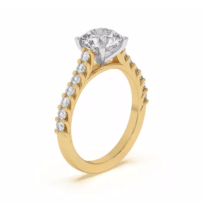 Wave Prong Pave Two-Tone Engagement Ring
