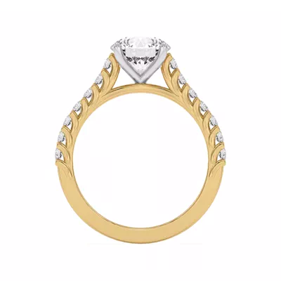 Wave Prong Pave Two-Tone Engagement Ring