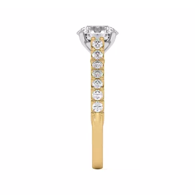 Wave Prong Pave Two-Tone Engagement Ring