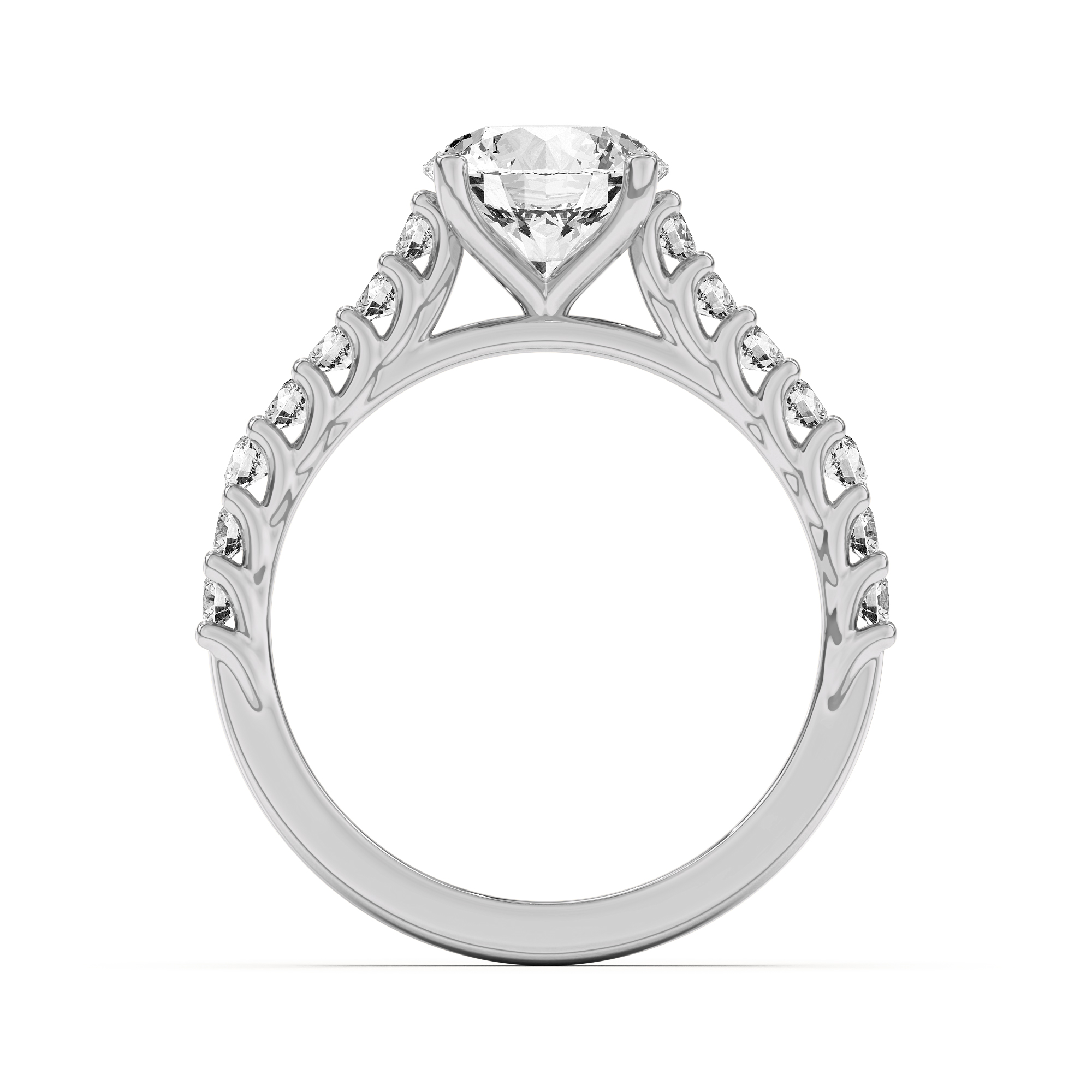 Wave Prong Pavé Engagement Ring - Platinum
