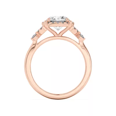 Portia Halo Petal Accent Engagement Ring