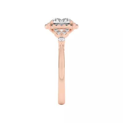 Portia Halo Petal Accent Engagement Ring