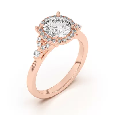 Portia Halo Petal Accent Engagement Ring