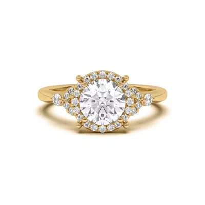 Portia Halo Petal Accent Engagement Ring