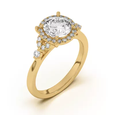 Portia Halo Petal Accent Engagement Ring