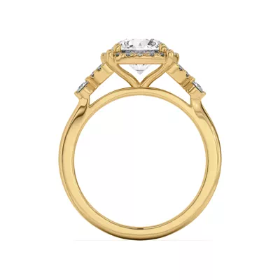 Portia Halo Petal Accent Engagement Ring