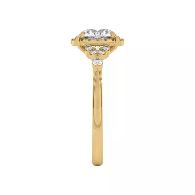 Portia Halo Petal Accent Engagement Ring