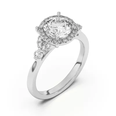 Portia Halo Petal Accent Engagement Ring