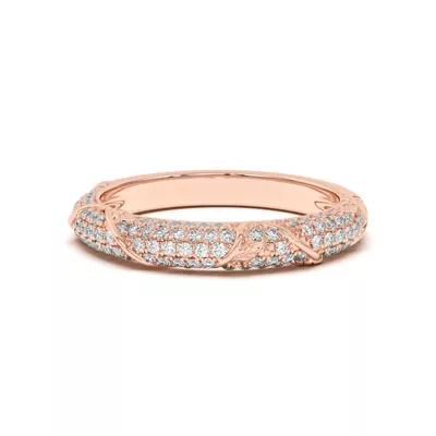 Laurel Twisting Vine And Leaf Pavé Band