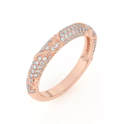 Laurel Twisting Vine And Leaf Pavé Band