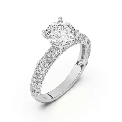 Laurel Twisting Vine And Leaf Pavé Engagement Ring