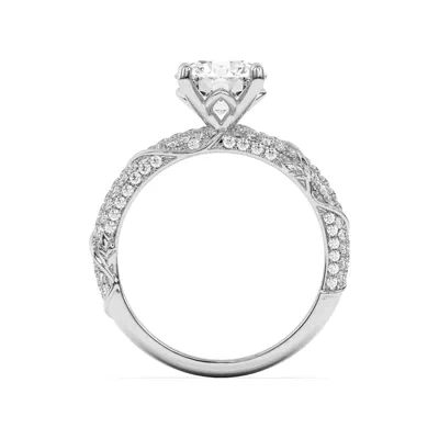 Laurel Twisting Vine And Leaf Pavé Engagement Ring