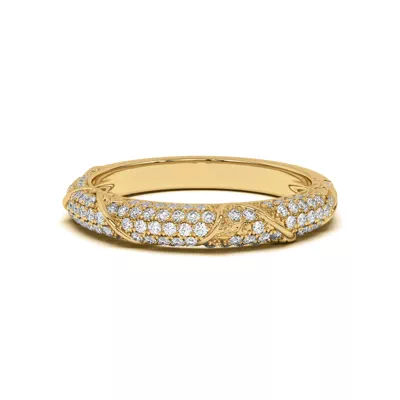 Laurel Twisting Vine And Leaf Pavé Band