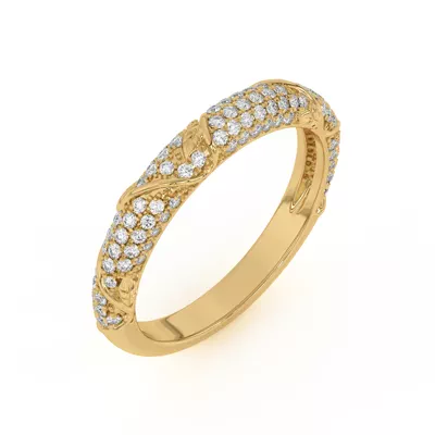 Laurel Twisting Vine And Leaf Pavé Band