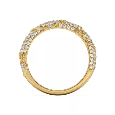 Laurel Twisting Vine And Leaf Pavé Band