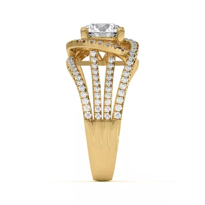 Liana Multistrand Swirling Halo Engagement Ring