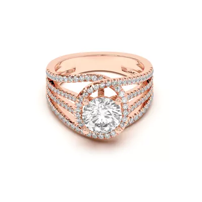 Liana Multistrand Swirling Halo Engagement Ring