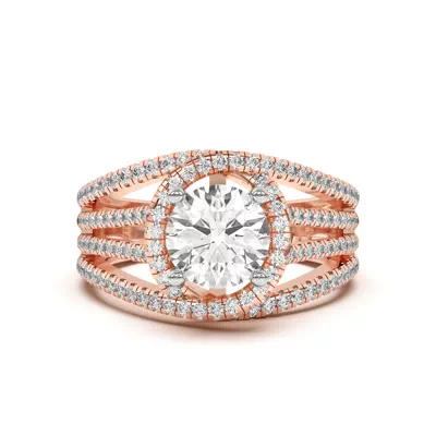 Liana Multistrand Swirling Halo Two-Tone Engagement Ring