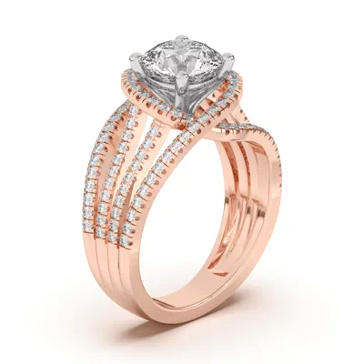 Liana Multistrand Swirling Halo Two-Tone Engagement Ring
