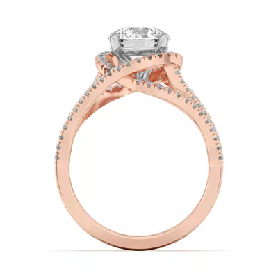 Liana Multistrand Swirling Halo Two-Tone Engagement Ring