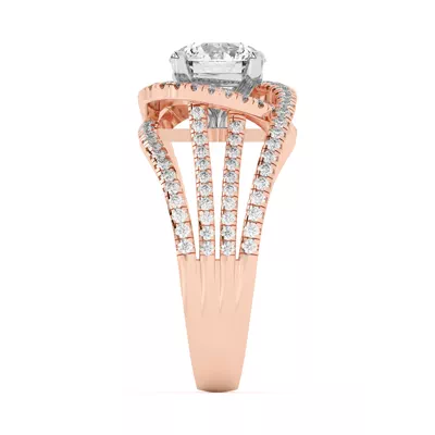 Liana Multistrand Swirling Halo Two-Tone Engagement Ring