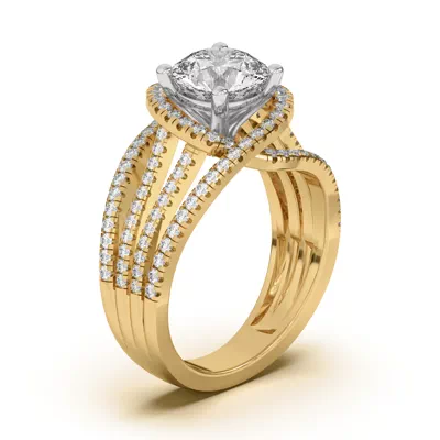 Liana Multistrand Swirling Halo Two-Tone Engagement Ring