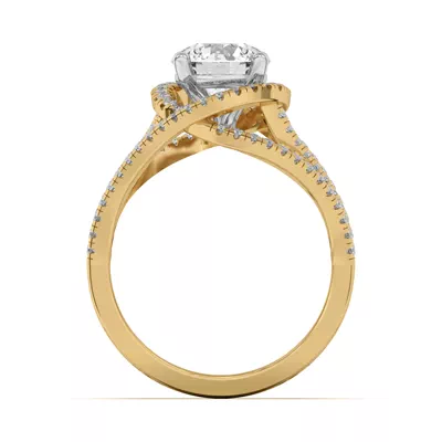 Liana Multistrand Swirling Halo Two-Tone Engagement Ring