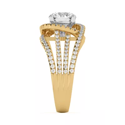Liana Multistrand Swirling Halo Two-Tone Engagement Ring
