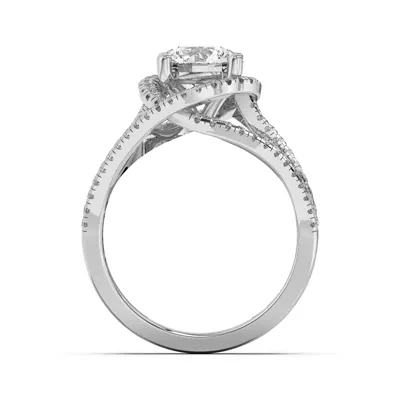 Liana Multistrand Swirling Halo Engagement Ring
