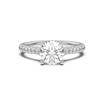 Coraline Scroll Prong Pavé Engagement Ring