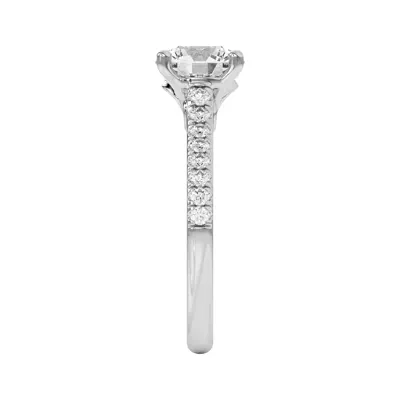 Coraline Scroll Prong Pavé Engagement Ring