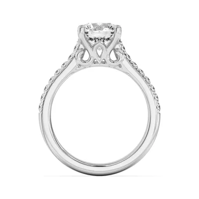 Coraline Scroll Prong Pavé Engagement Ring