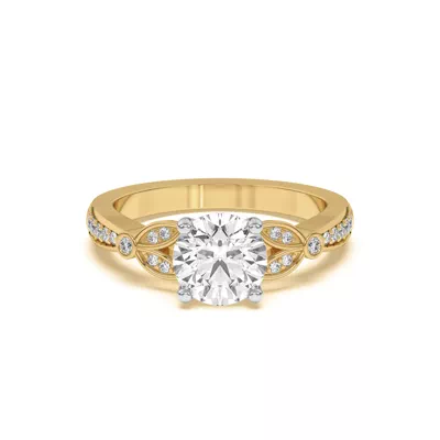 Fernanda Leaf Two-Tone Engagement Ring