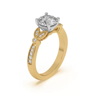 Fernanda Leaf Two-Tone Engagement Ring