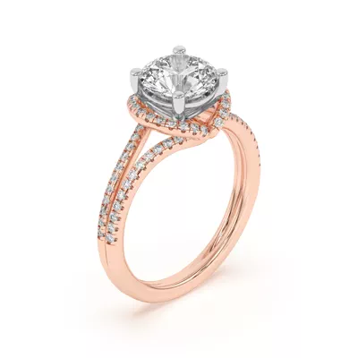 Andra Folded Halo Two-Tone Engagement Ring