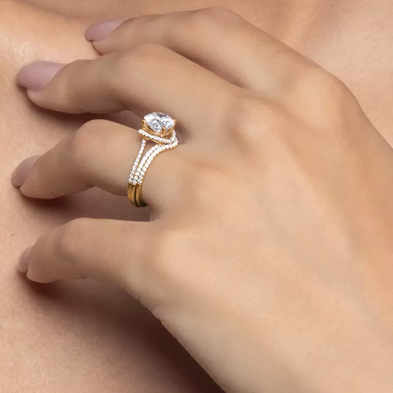 14K Yellow Gold Andra Folded Halo Engagement Ring