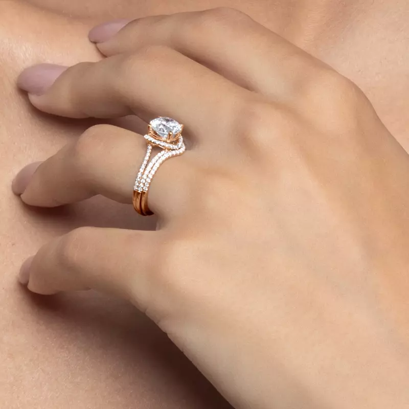 18K Rose Gold Andra Folded Halo Engagement Ring