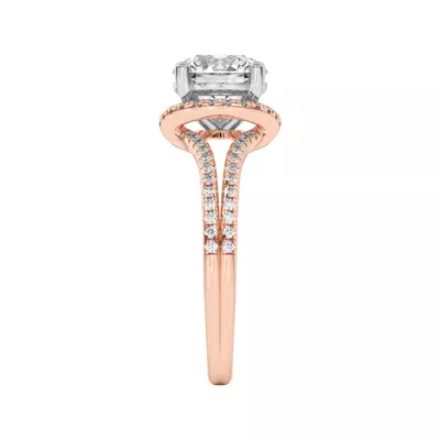 Andra Folded Halo Two-Tone Engagement Ring