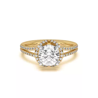 Andra Folded Halo Two-Tone Engagement Ring