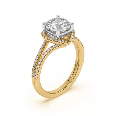 Andra Folded Halo Two-Tone Engagement Ring